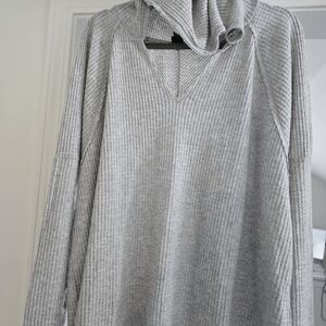 Gray Waffle Knit Womens Sweater